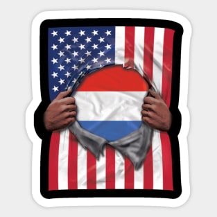 Netherlands Flag American Flag Ripped - Gift for Dutch From Netherlands Sticker